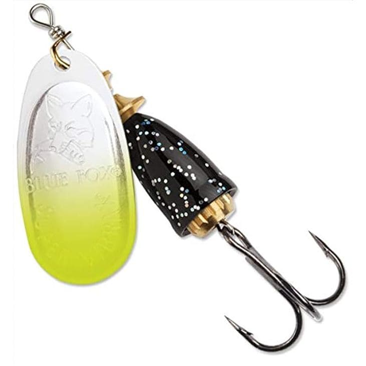 Blue Fox Chartreuse Tipped Silver Flake Spinner